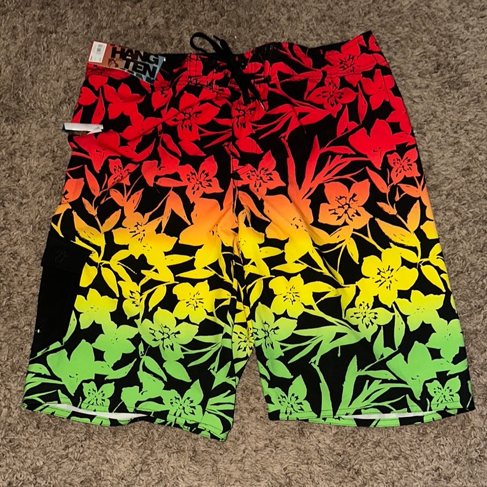 Hang ten flex wave fabric swim trunks